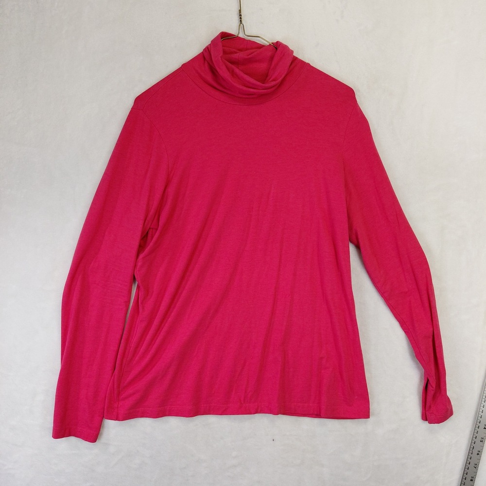 Lands End Womens Pink Cotton Blend Long Sleeve Turtleneck Top Size M 10-12